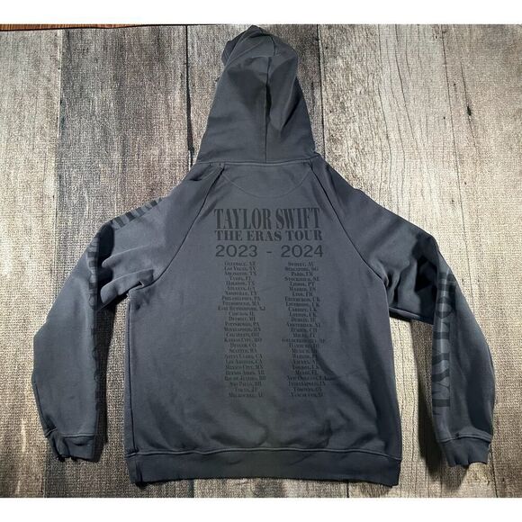 Taylor Swift Eras Tour Gray Black Hoodie XL Official Merch 2023-24 Dates - Picture 8 of 10